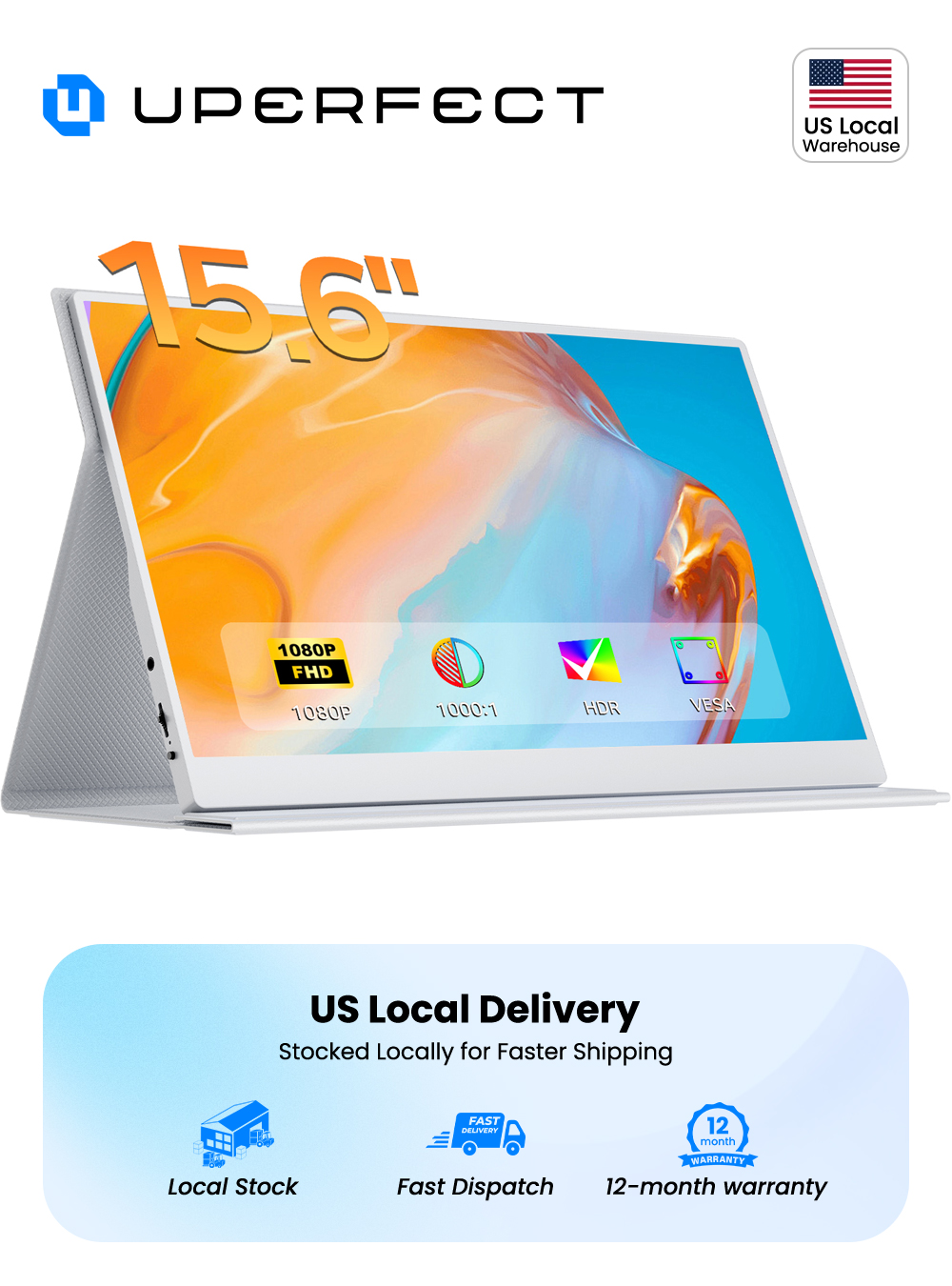 Gaming Monitor Curved - 노트북용 UPERFECT 15.6인치 휴대용 모니터 1080P